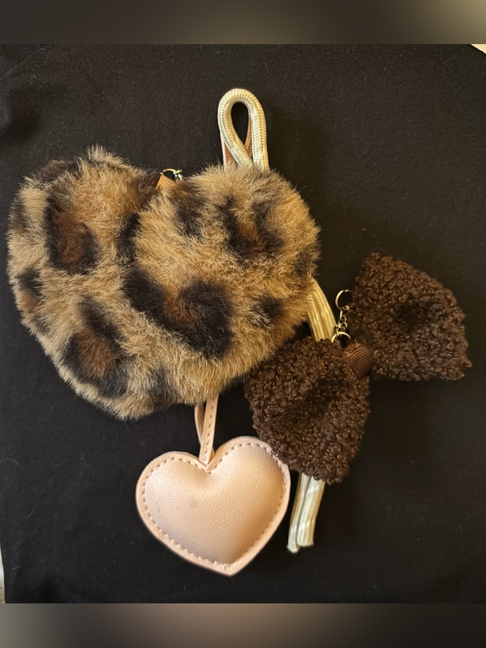 leopard print heart keychain bundle